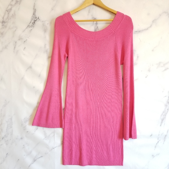LOVERS + Friends Pink Off the shoulder Knit/Sweater Dress, XL - Picture 7 of 9